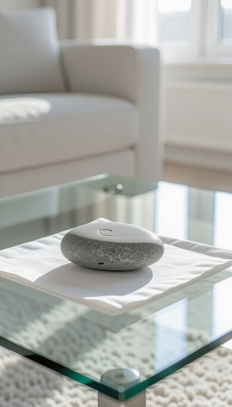 coffee table decor living room - Coffee Table Simplicity: Stone and Light - This smooth, grey river stone commands attention, doesn't...