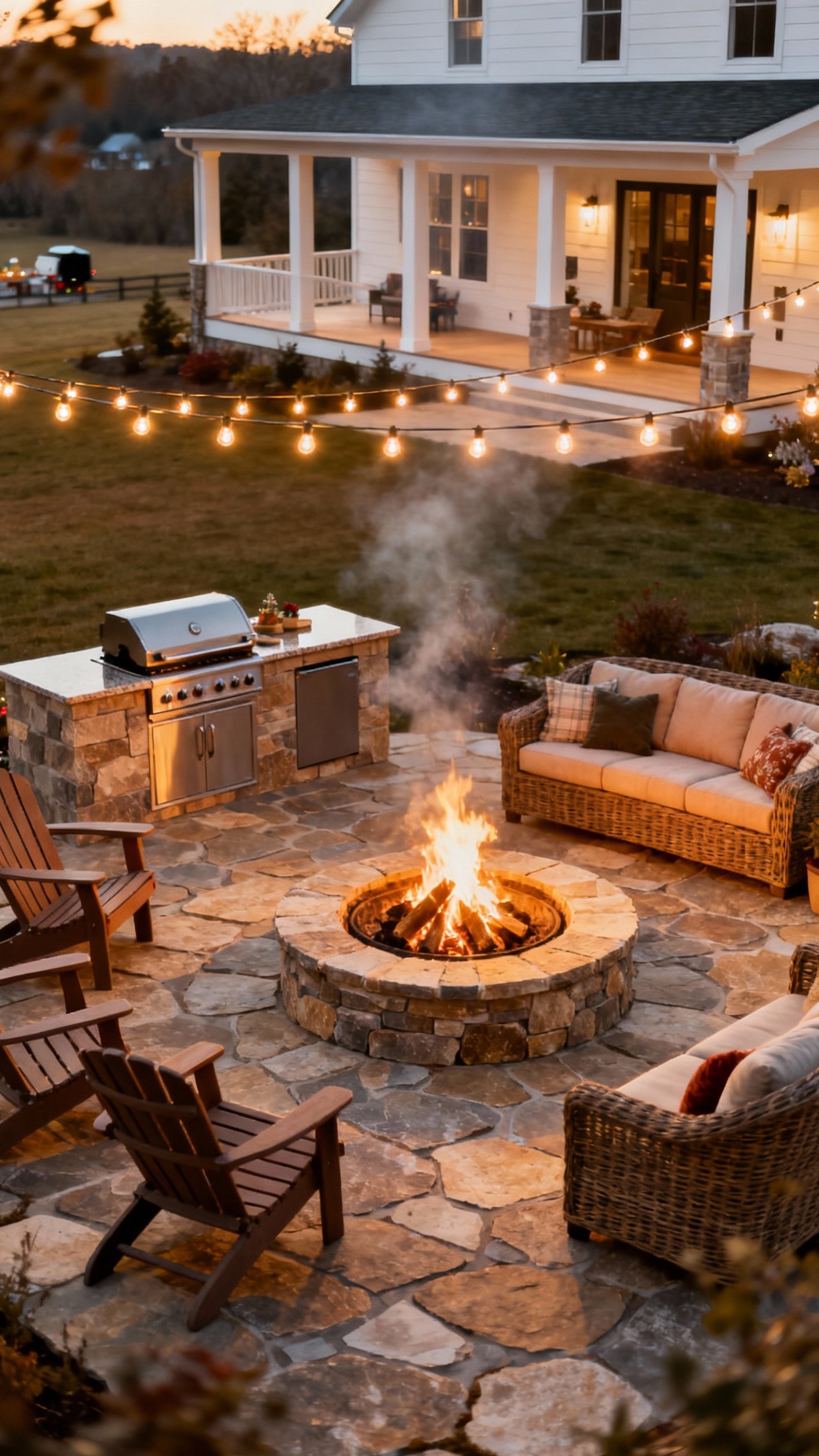 front yard landscape - Front Yard Oasis: Outdoor Living Design - The flagstone patio anchors this front yard, promising...