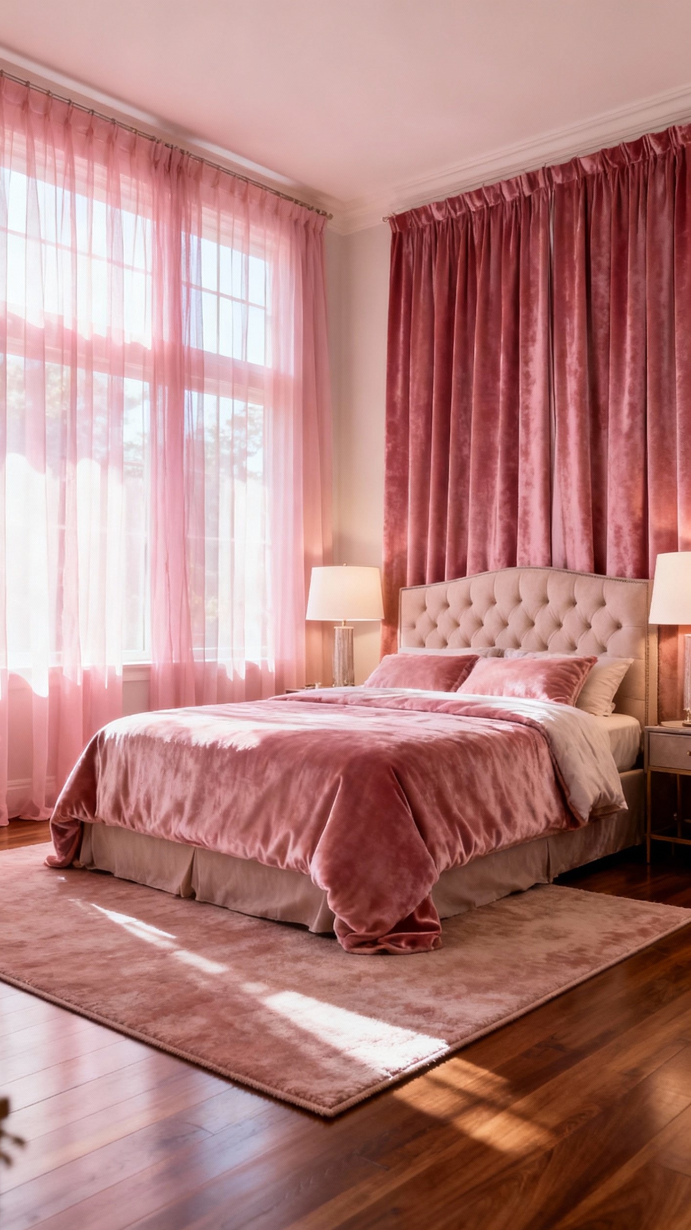 pink curtains bedroom ideas - Pink Curtains: Bedroom Design Inspiration - pink curtains bedroom ideas - These layered pink curtains immediately catch your eye,...