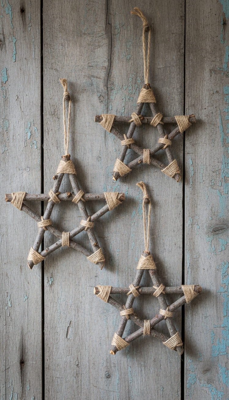 easy christmas ornaments - Rustic Star Ornaments: Simple Design - These twig stars feel so simple and right....