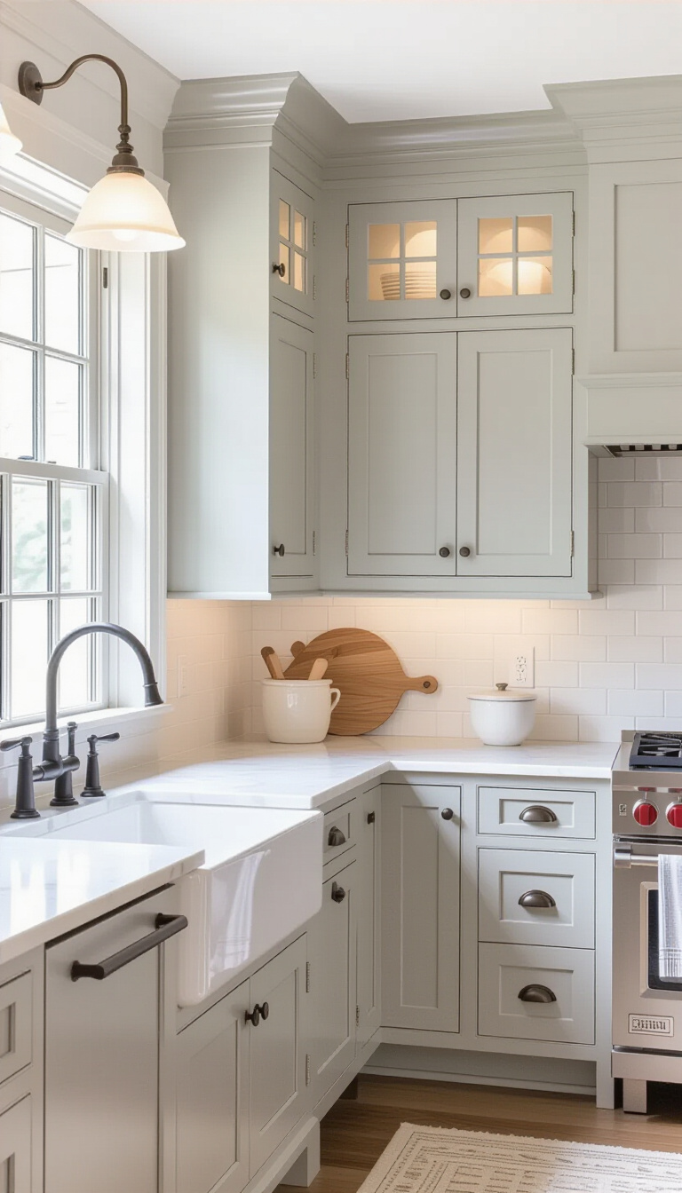 kitchen cabinet colors - Dove Grey Cabinets: A Kitchen Classic - These dove grey cabinets immediately catch your eye...