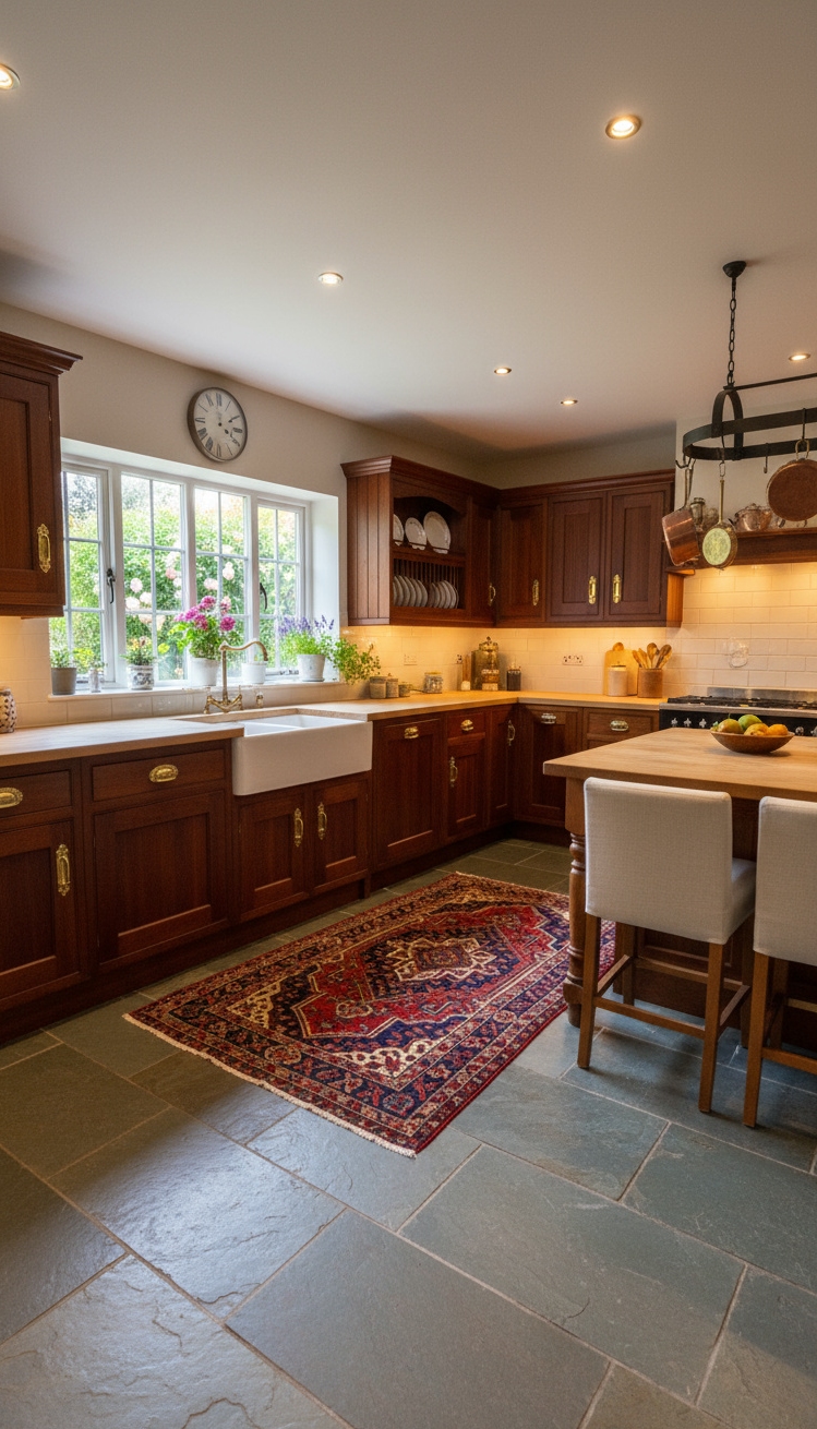 Light Grey Floors Kitchen - Light Grey Floors: Kitchen Design Inspiration - Light Grey Floors Kitchen - These light grey slate tile floors immediately ground...