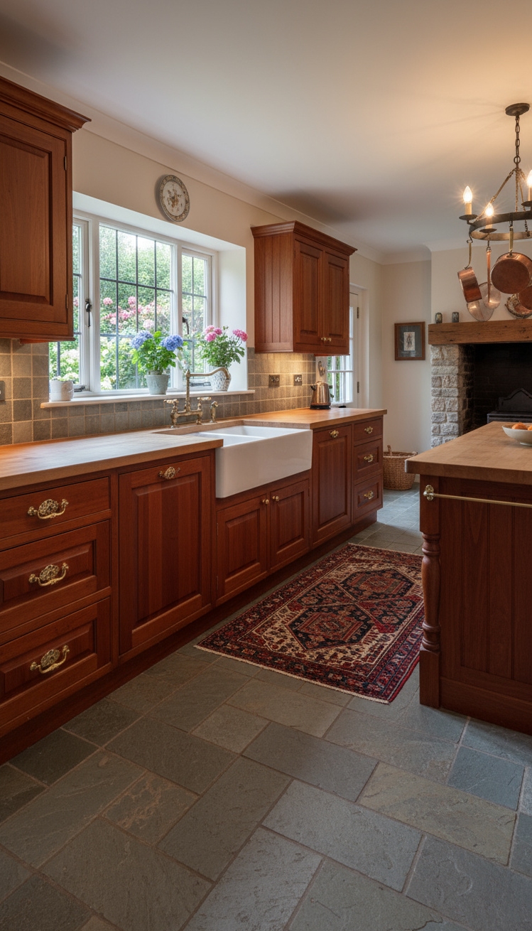 Light Grey Floors Kitchen - Light Grey Floors: Kitchen Design Harmony - Light grey slate floors immediately ground this traditional...