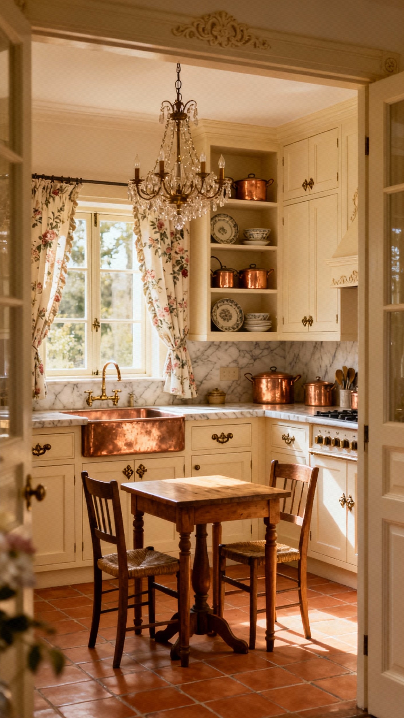 small kitchen ideas - Charming Details for Small French Kitchens - The cream-colored cabinetry immediately draws your eye, its...