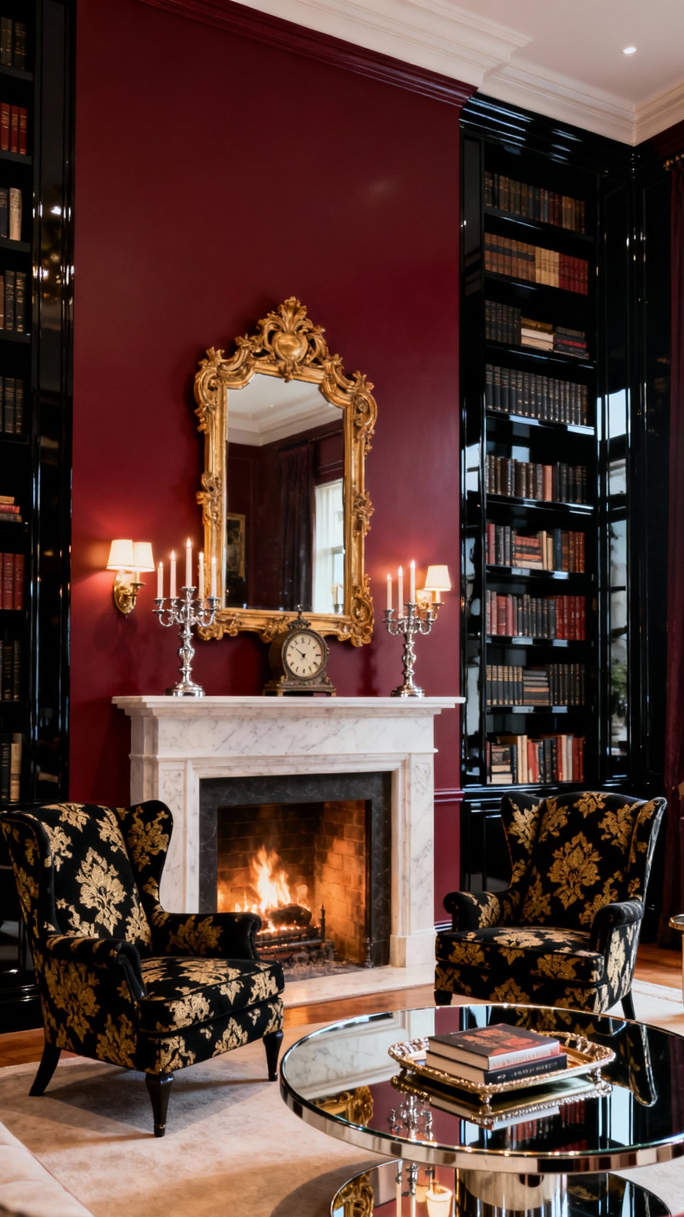 Glamorous transitional living room - Glamorous Transitional Living Room Design - Glamorous transitional living room - The grand fireplace commands attention, its presence amplified...