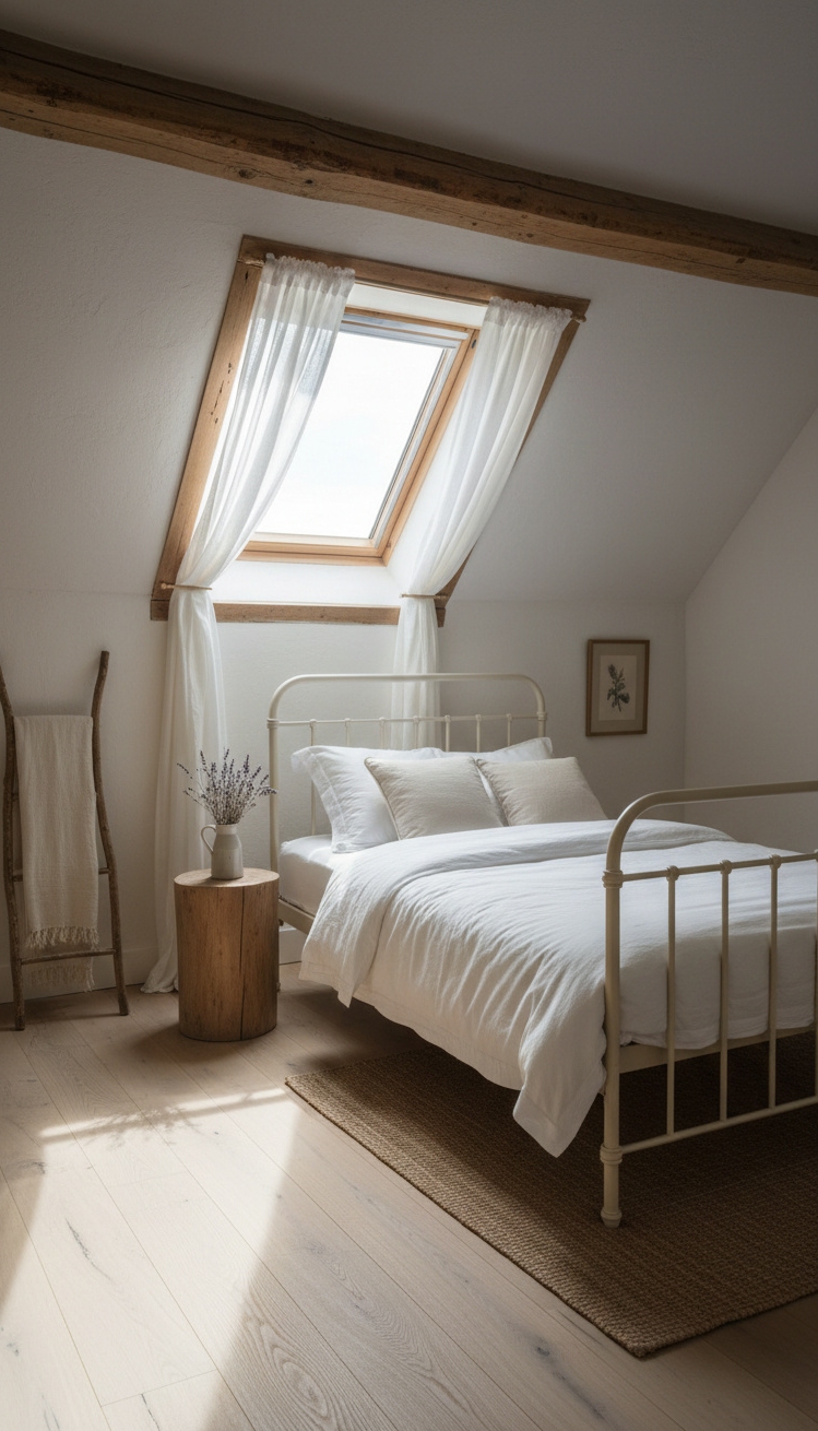 french bedroom aesthetic - French Bedroom: Light, Iron, Simplicity - These simple white curtains filter light beautifully. They...