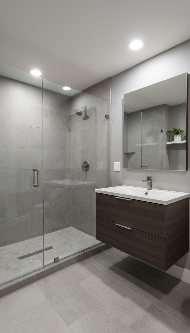 cool basement ideas - Basement Bathroom Design: Clean and Bright - The walk-in shower makes a statement with its...