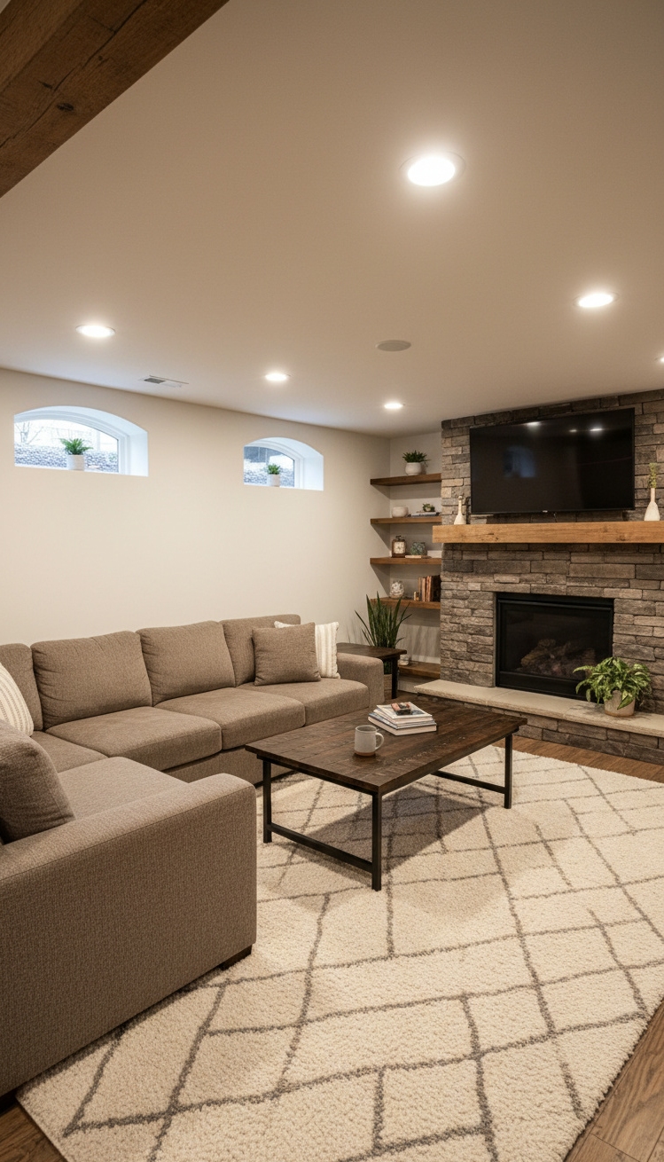 cool basement ideas - Basement Living Room Design Ideas - These warm recessed lights cast a soft glow...