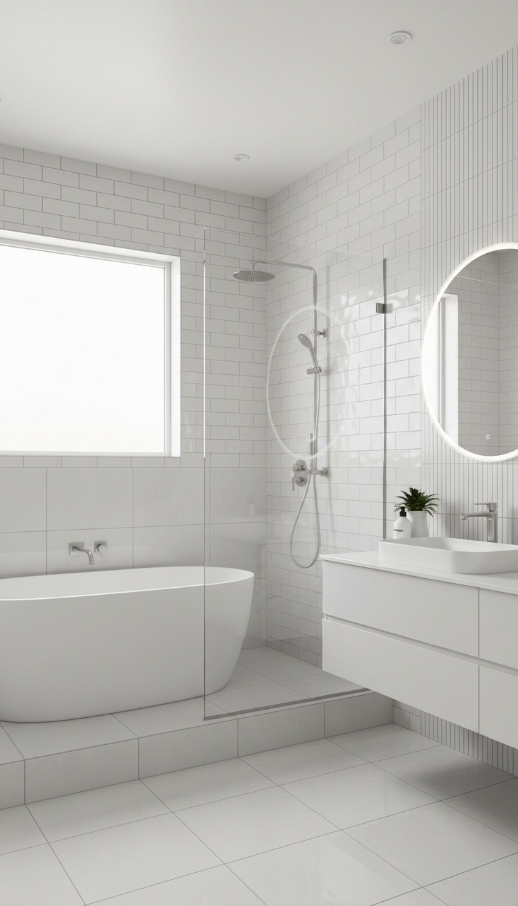 modern bathroom tiles - Modern Bathroom Tile Texture & Light - These white tiles create a subtle, yet striking,...