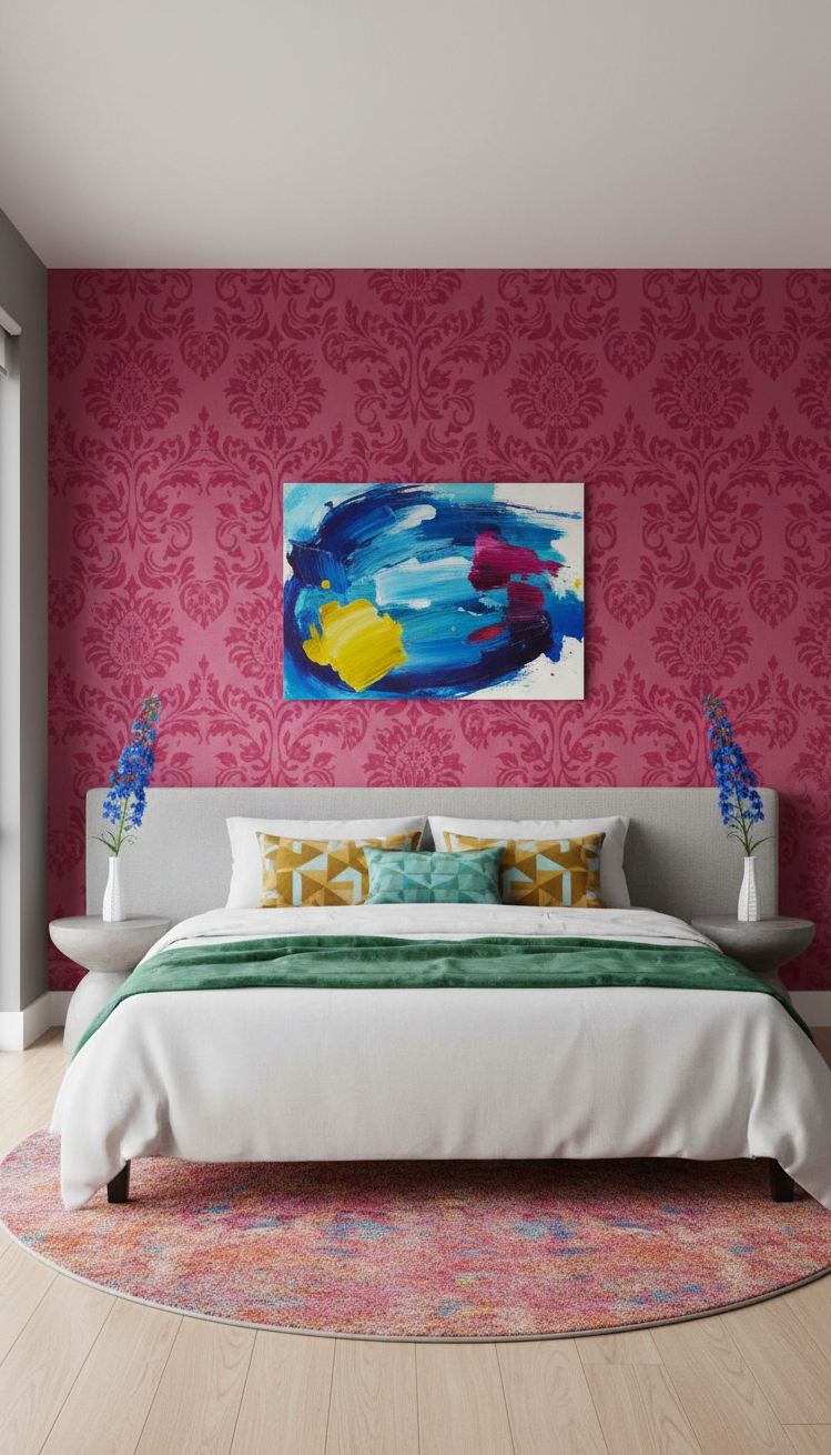 pink wallpaper for bedroom - Pink Damask Wallpaper Makes a Statement - The pink damask wallpaper makes a statement. It's...