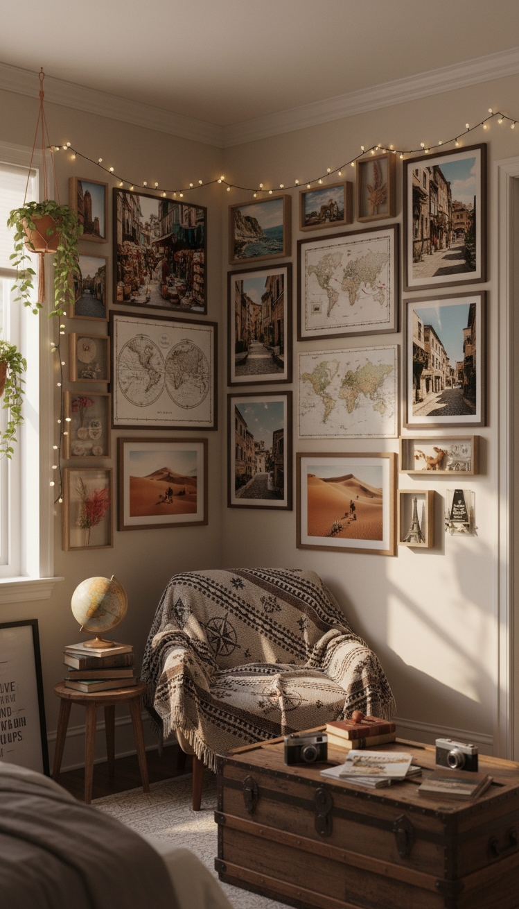 gallery wall bedroom ideas - Gallery Wall: Snapshots That Grab Attention - The gallery wall grabs your attention right away....