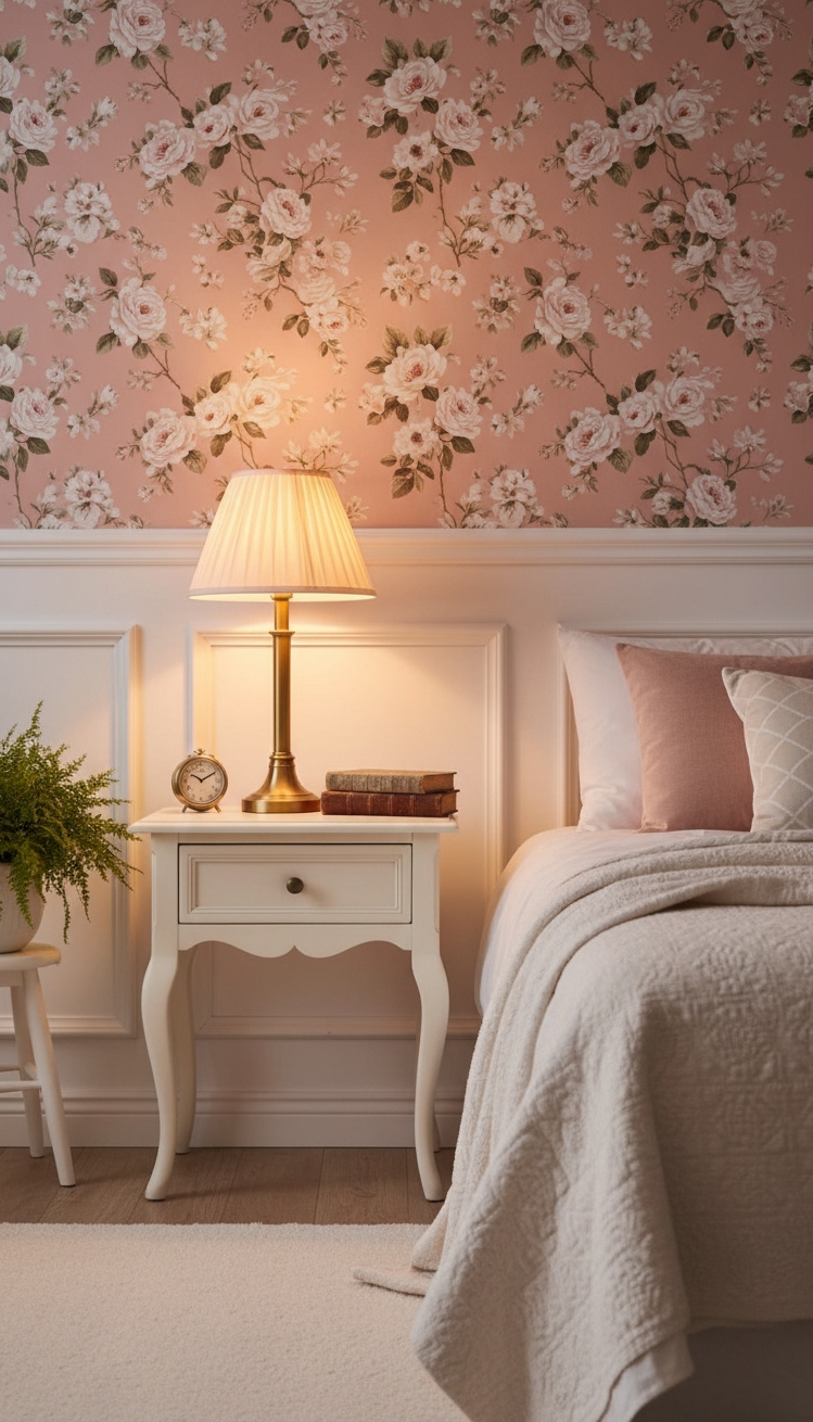 pink wallpaper for bedroom - Soft Floral Walls Create Bedroom Feel - These pink floral walls create a soft, enveloping...