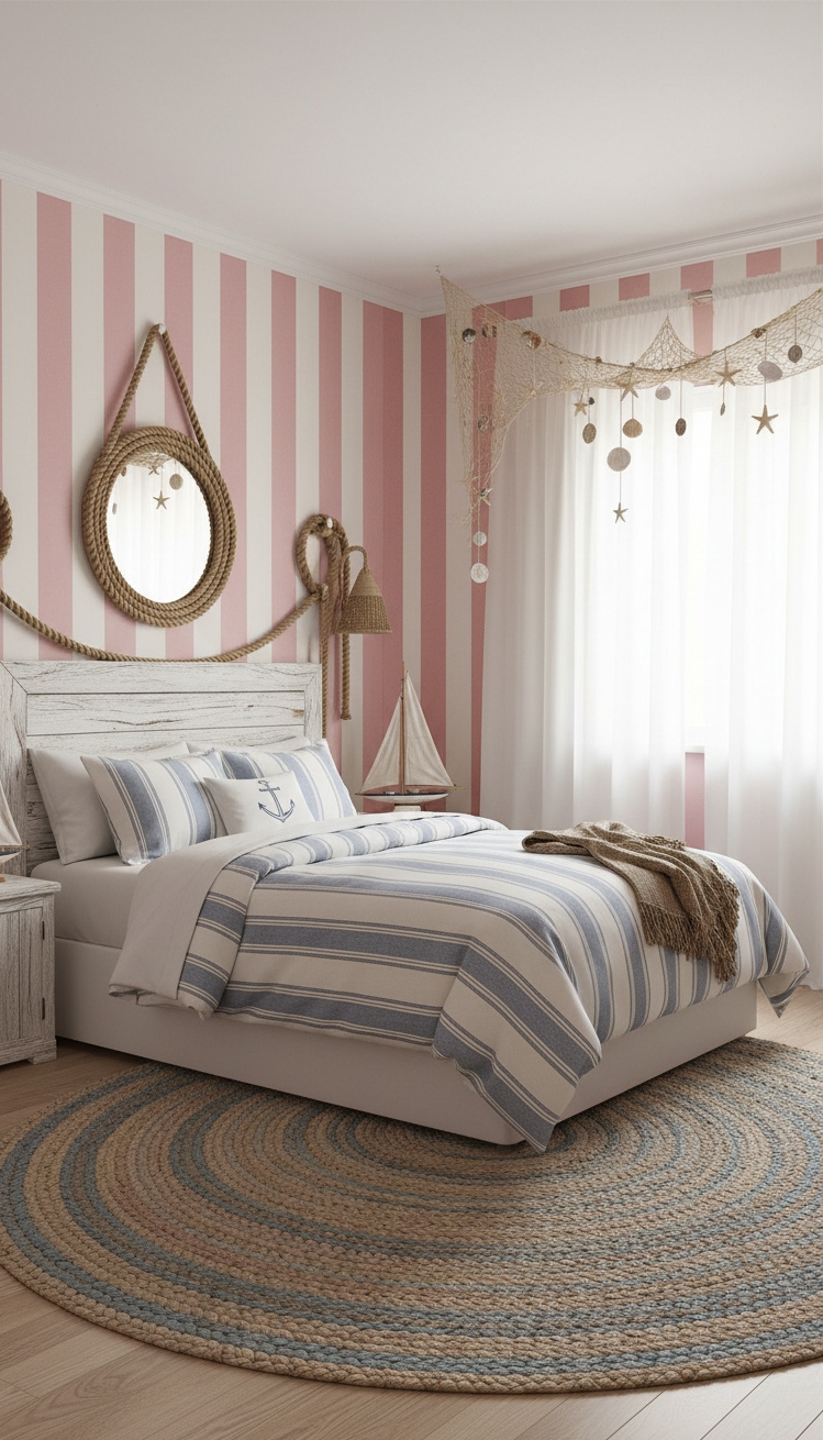 pink wallpaper for bedroom - Pink Striped Walls: A Playful Vibe - These pink striped walls bring a playful vibe...