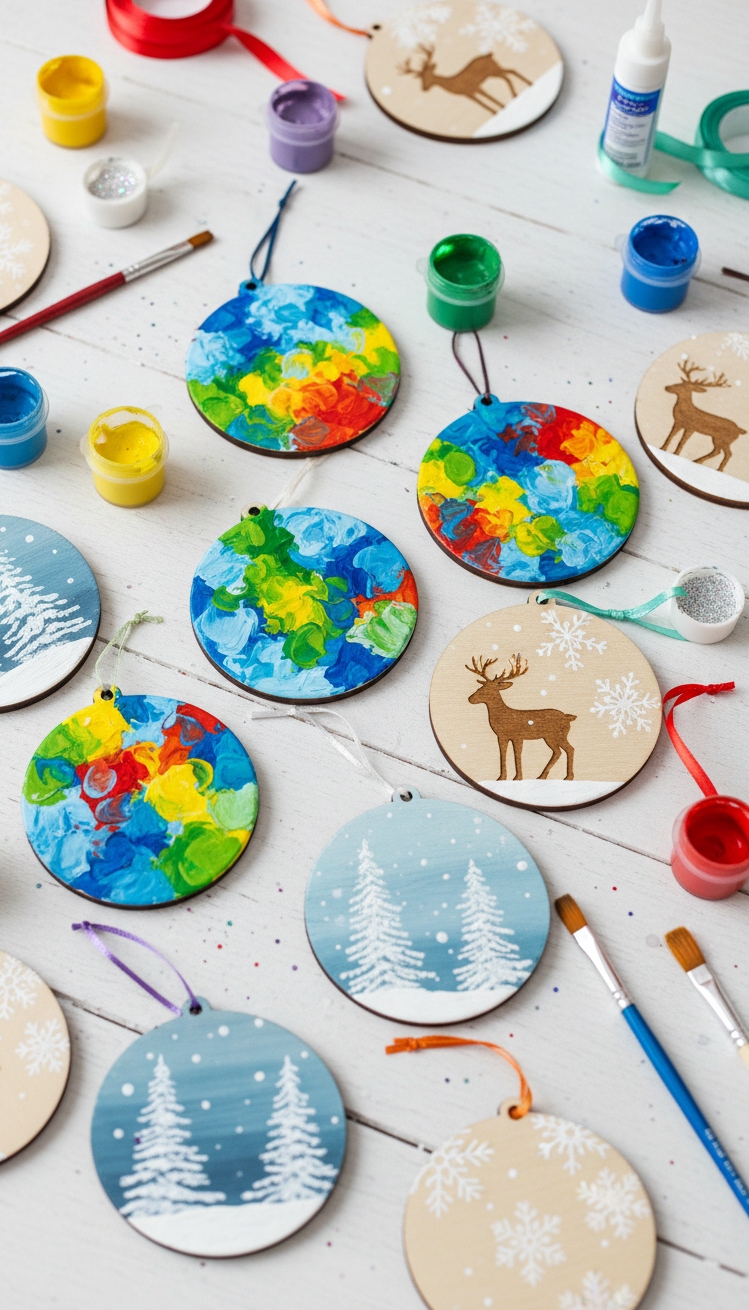 Wood Circle Ornaments - Wood Circle Ornament Design Ideas - These wood circle ornaments feel rustic and handmade....