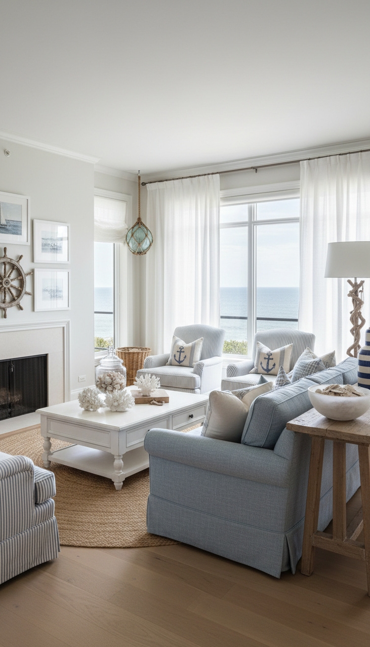 Condo living room - Coastal Condo Living Room Designs - These woven throw pillows bring a relaxed vibe...