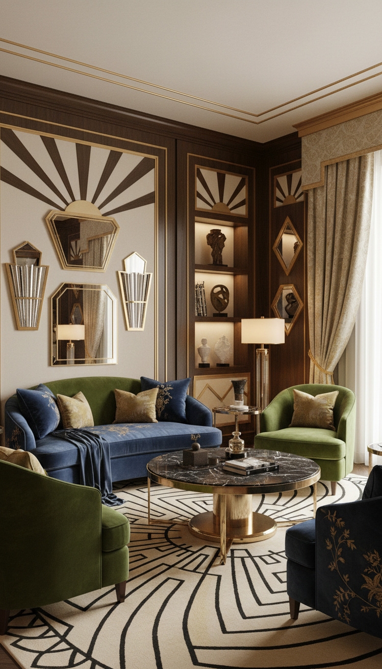 Condo living room - Condo Living: Art Deco Glamour - These geometric patterns really grab your attention. The...