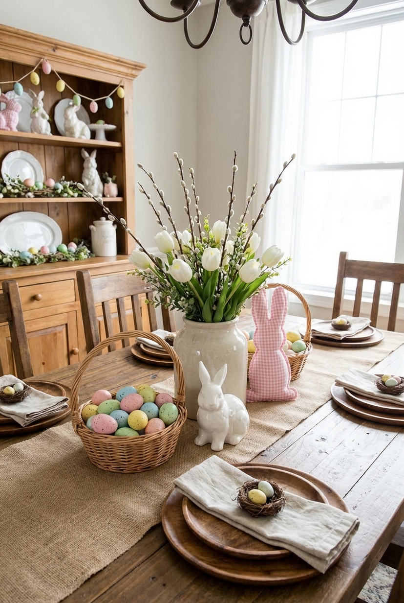 21 Ways to Decorate for Easter in 2026 - Pastel Plates Sing of Spring - These pastel plates practically sing of spring. Soft...