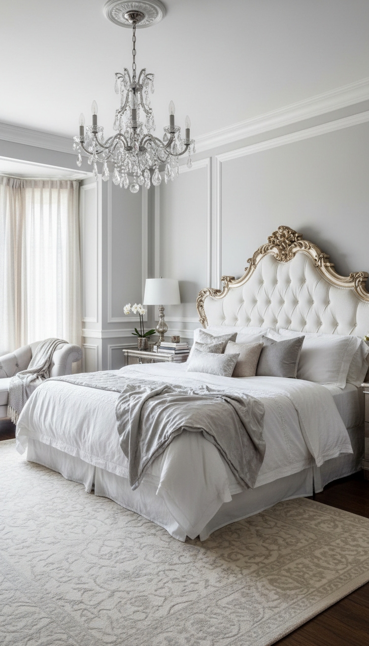white and gray bedroom - Soft Walls, Airy Light, Gray Bedroom - These light gray walls feel soft and airy....
