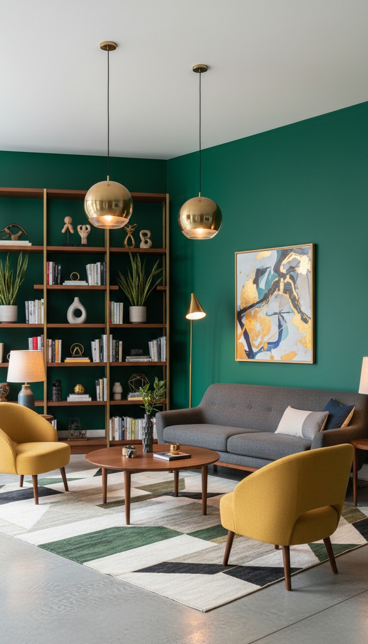green living room - Green Living Room: Design with Nature - The emerald wall commands attention, doesn't it. It's...