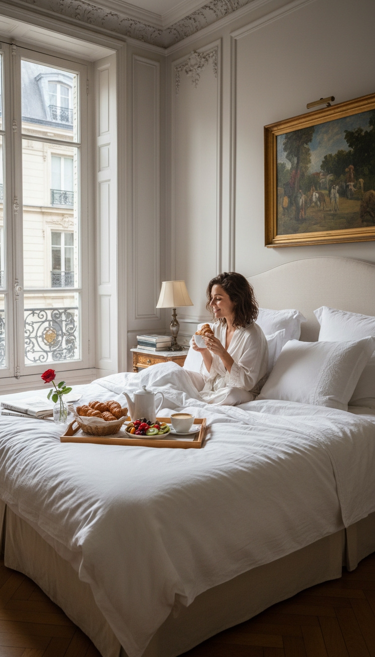 french bedroom aesthetic - French Bedroom: A Morning Aesthetic - These white walls create a soft, airy feel,...