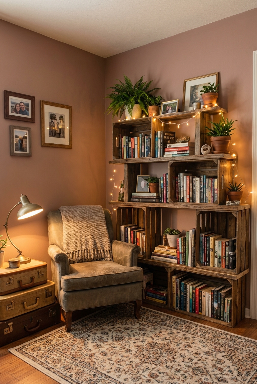 22 Ways to Design Your Dream Home Library - Dark Wood Shelves Overflow With Stories - These dark wood shelves overflow with stories and...