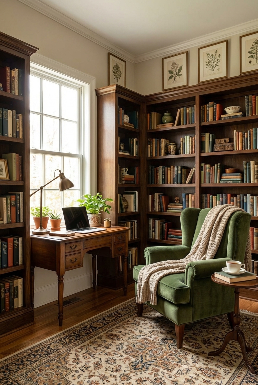 22 Ways to Design Your Dream Home Library - Warm Wood Shelves: Design to Reach - These warm wood shelves practically beg you to...