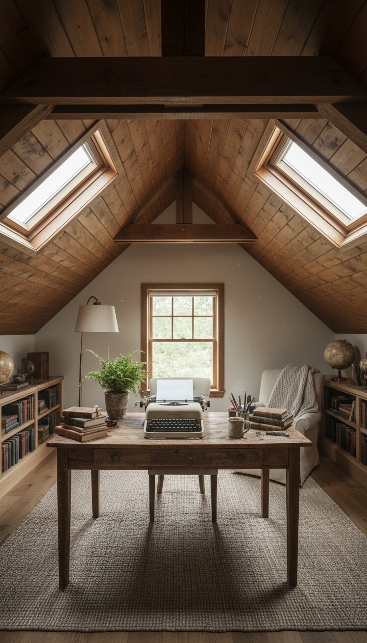 women's home office ideas - Exposed Beams Create Cool Rustic Vibe - These exposed beams create such a cool, rustic...