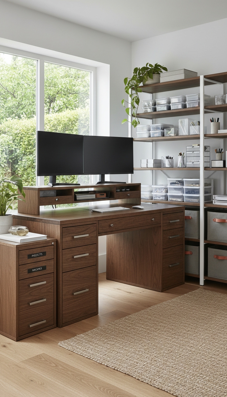 women's home office ideas - Creamy White Walls Reflect Light - These creamy white walls reflect light and create...