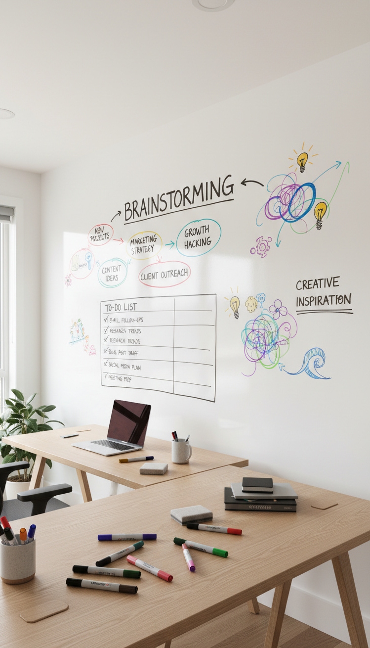 women's home office ideas - Whiteboard Wall Grabs Attention Right Away - The whiteboard wall grabs your attention right away....
