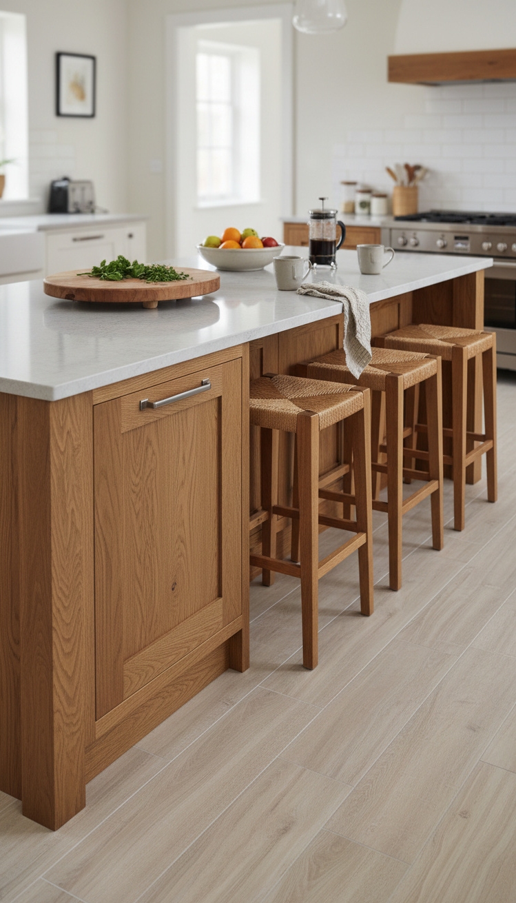 flooring that goes with oak cabinets - Flooring Ideas for Oak Cabinets - flooring that goes with oak cabinets - These oak cabinets glow softly in the kitchen....