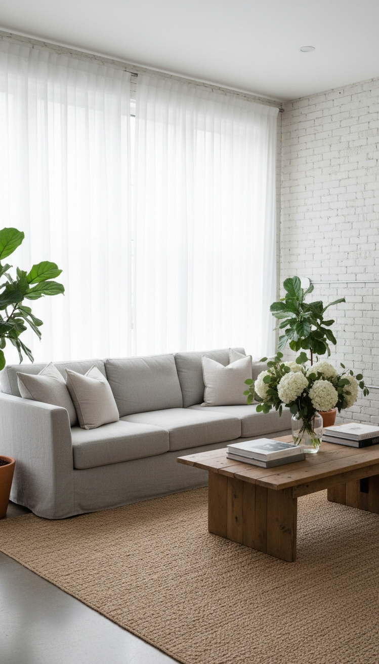 Light Grey Couch Living Room Ideas - Light Grey Couch: Airy Living Rooms - The light grey linen couch anchors this airy...