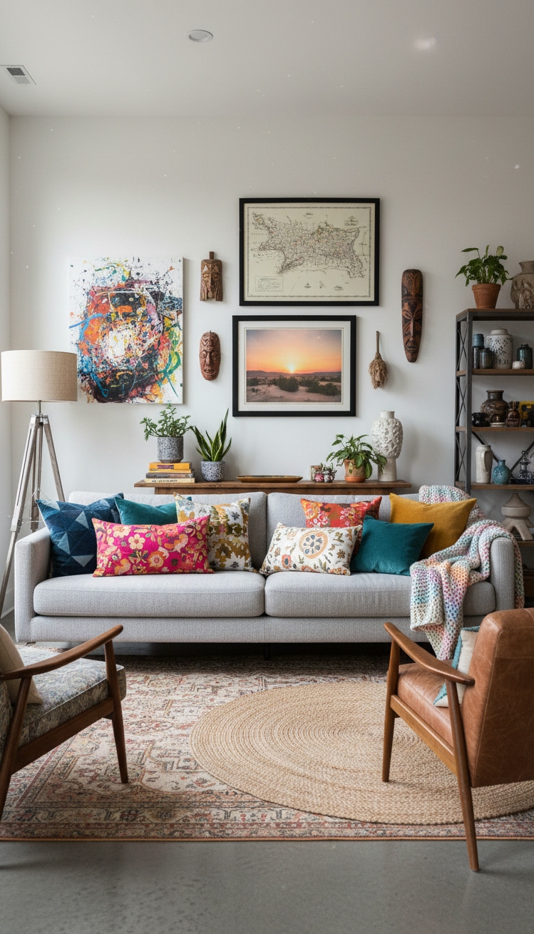 Light Grey Couch Living Room Ideas - Light Grey Couch: Colorful Living Rooms - The light grey sofa anchors this living room,...