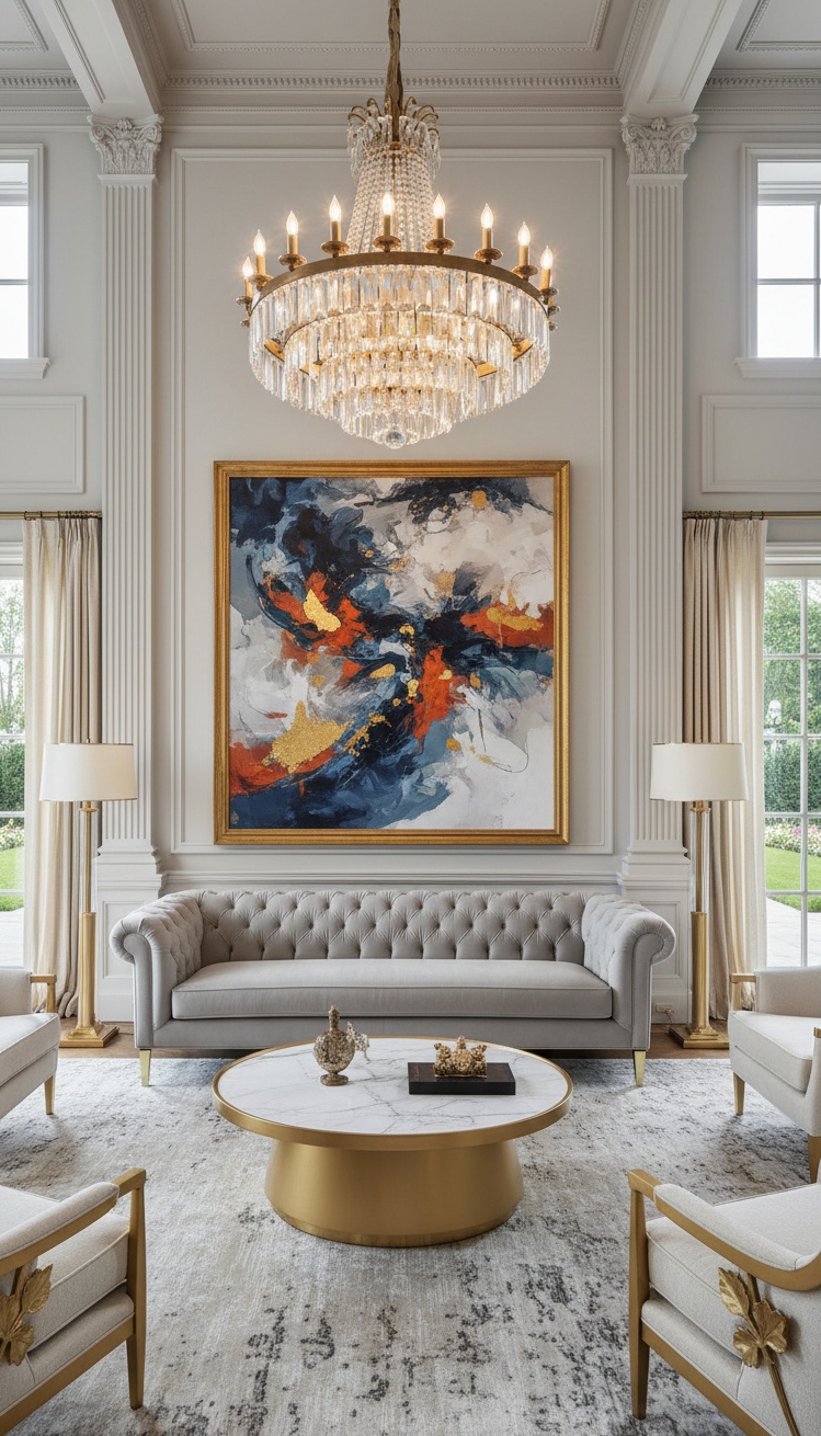 Light Grey Couch Living Room Ideas - Light Grey Couch: Luxe Living Ideas - The light grey velvet sofa anchors this living...