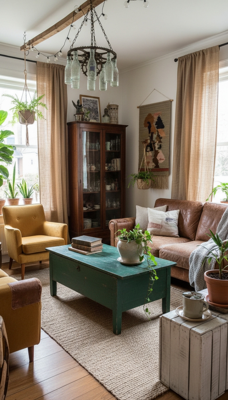 green living room - Green Living Room: Design with Nature - green living room - These vintage chairs, upholstered in a faded floral...