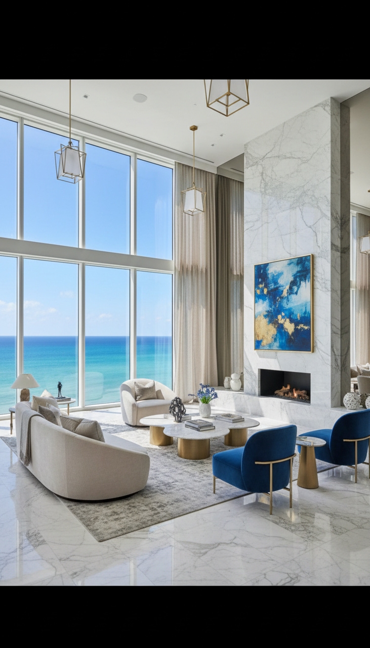 Condo living room - Condo Living Room: Design with Views - These high ceilings draw your eyes upward, making...