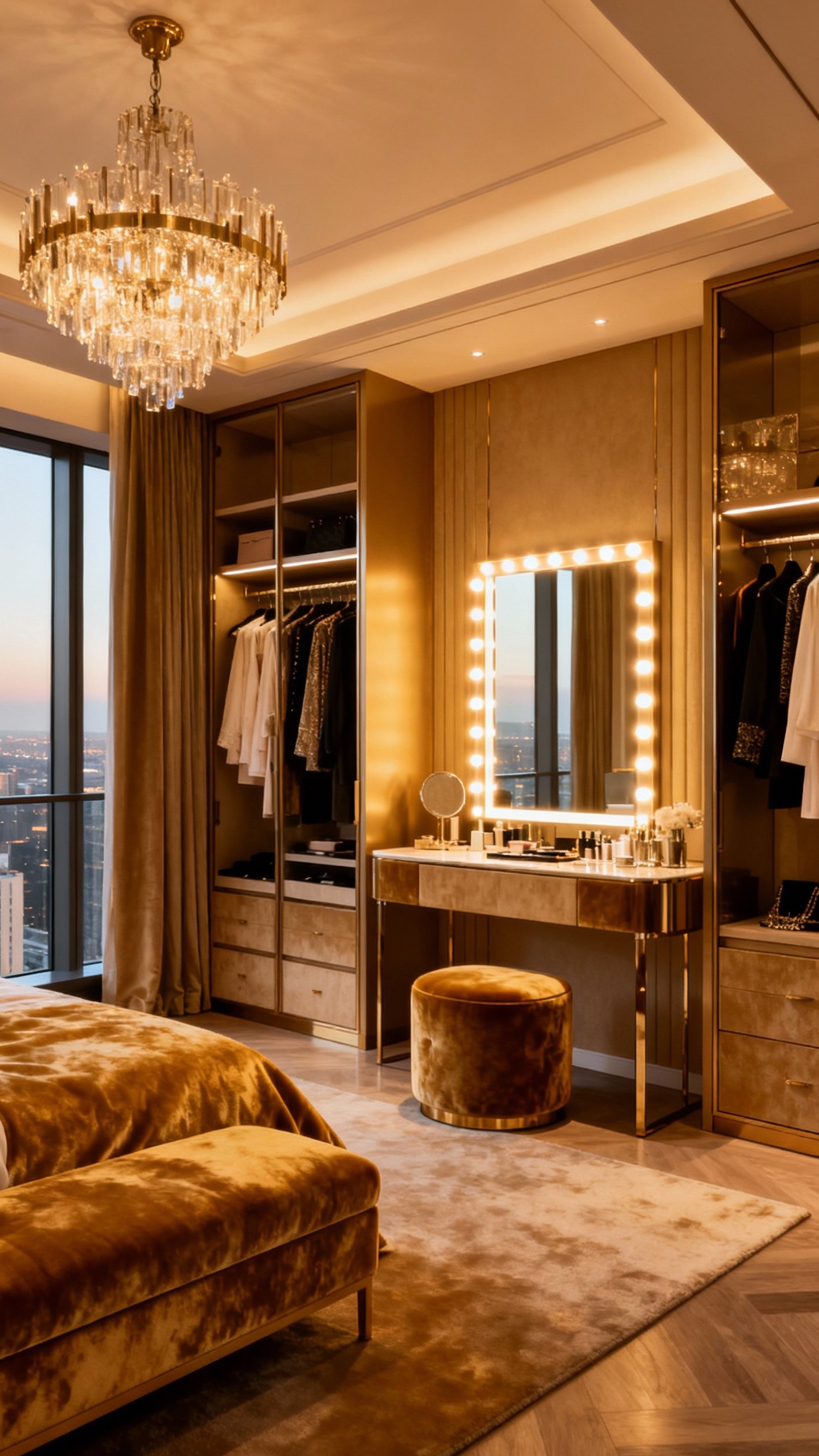 luxury penthouse bedroom - Chandelier Grabs Attention in Penthouse Bedroom - The chandelier grabs your attention first. It hangs...