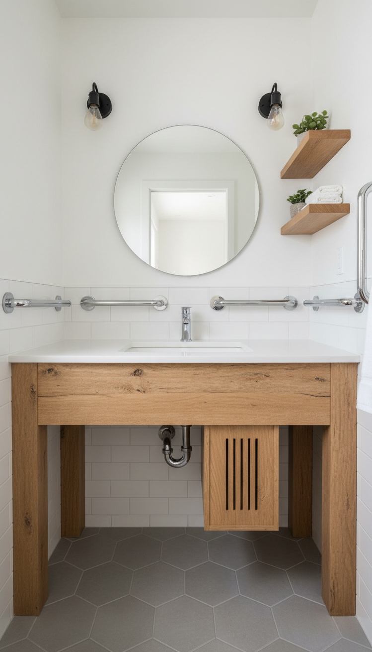 modern cottage vanity - Cottage Vanity: Modern, Accessible Design - The vanity itself has a light, airy feel....