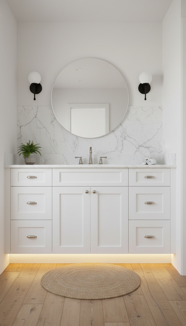 modern cottage vanity - Soft Glow: Modern Cottage Vanity - These white cabinets offer a fresh take on...