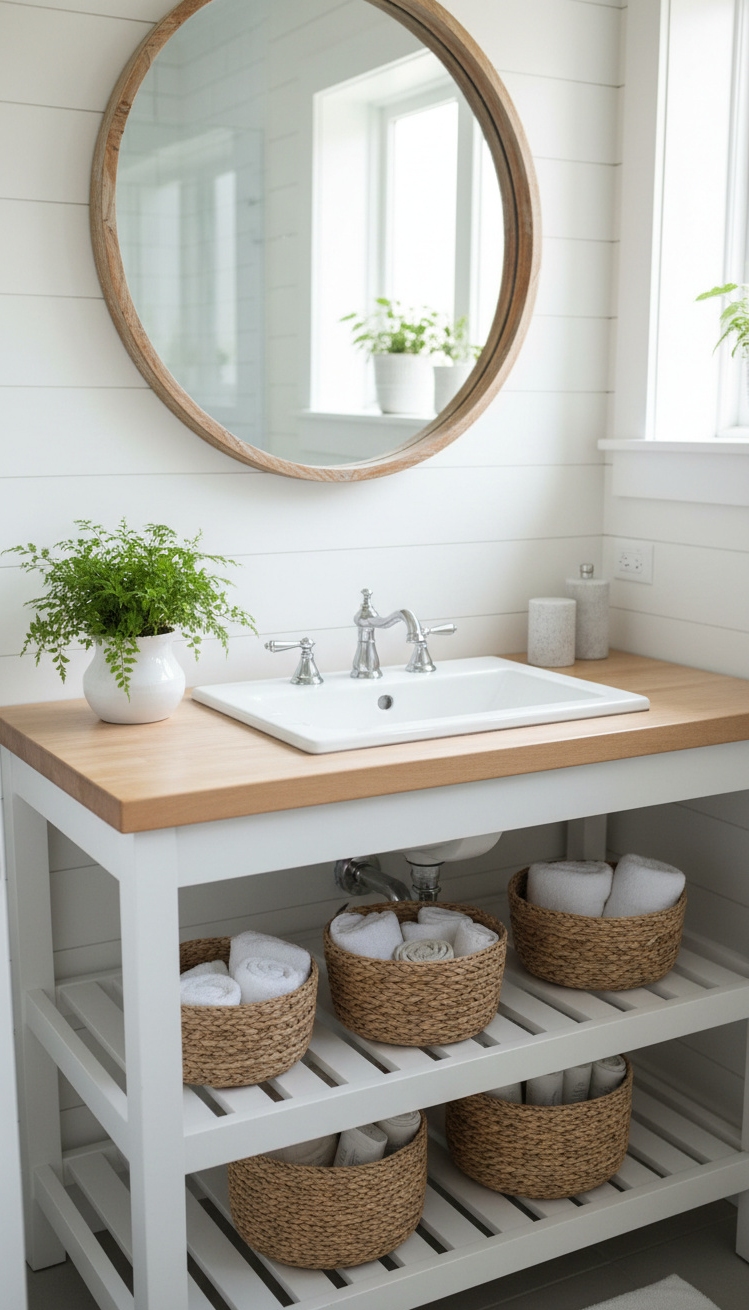 modern cottage vanity - Modern Cottage Vanity: Airy & Bright - The vanity itself features a simple, clean design...