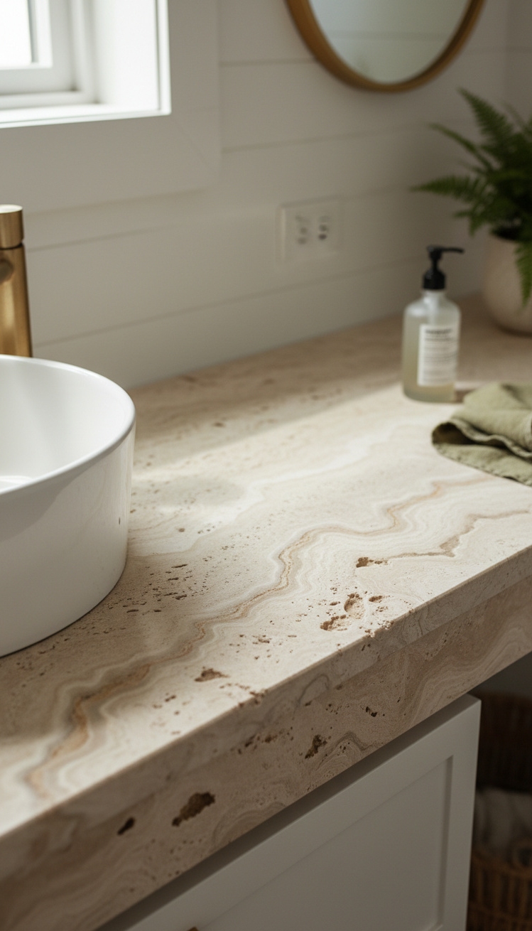 modern cottage vanity - Stone Texture in Cottage Vanities - These stone counters have so much character. You...