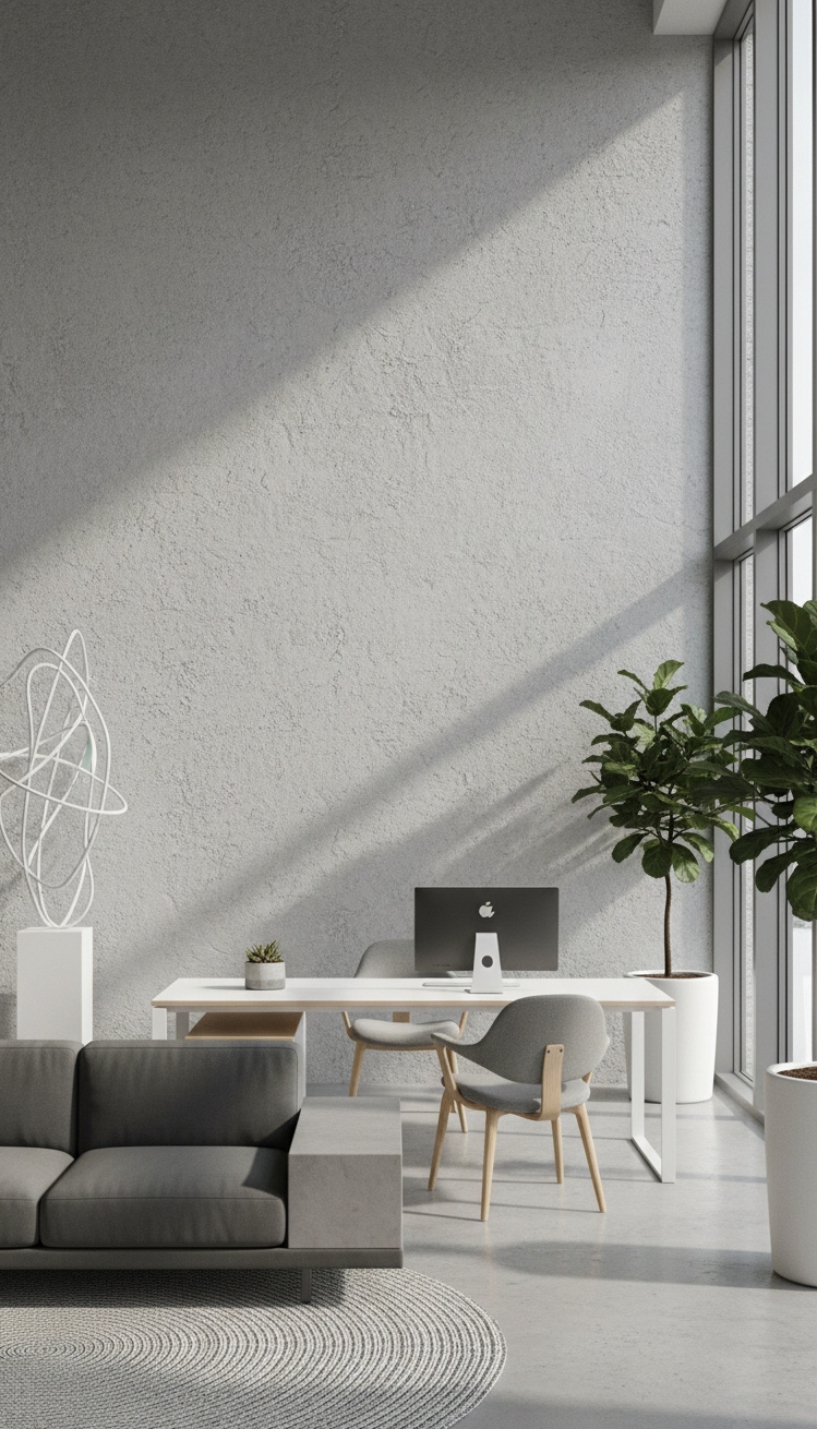 Stucco texture wall ideas - Stucco Wall Texture: Modern Office Ideas - These stucco walls bring a subtle, tactile feel...