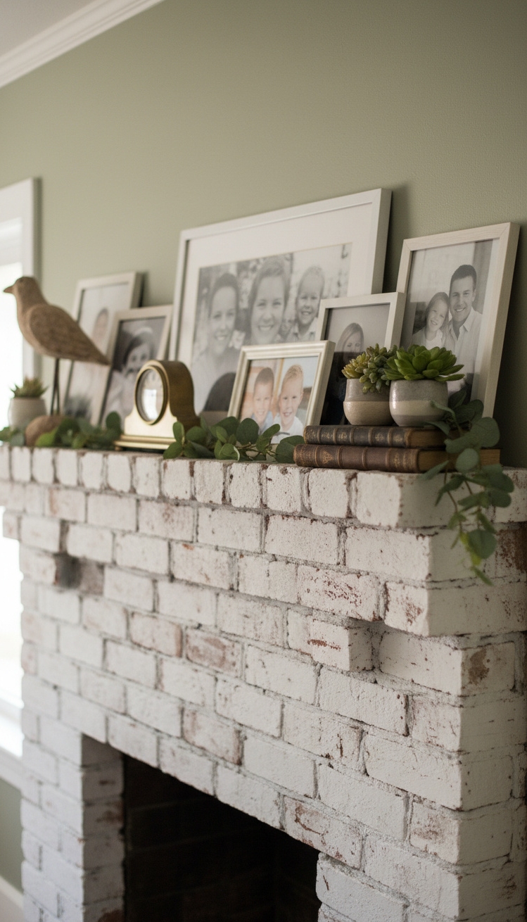 painted brick fireplace - Painted Brick Fireplace: Design Ideas - The painted brick fireplace draws your eye right...