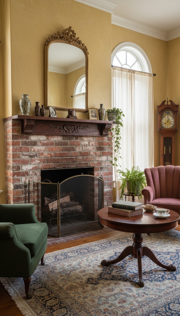 painted brick fireplace - Red Brick Fireplace Design Ideas - The painted brick fireplace stands out as the...