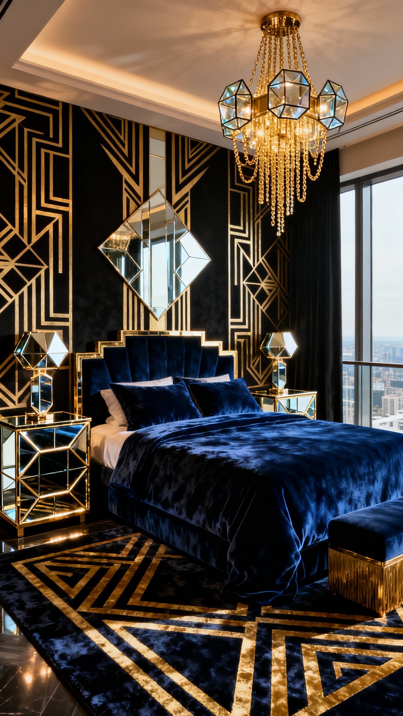 luxury penthouse bedroom - Mirrored Surfaces Grab Bedroom Attention - The mirrored surfaces really grab your attention in...