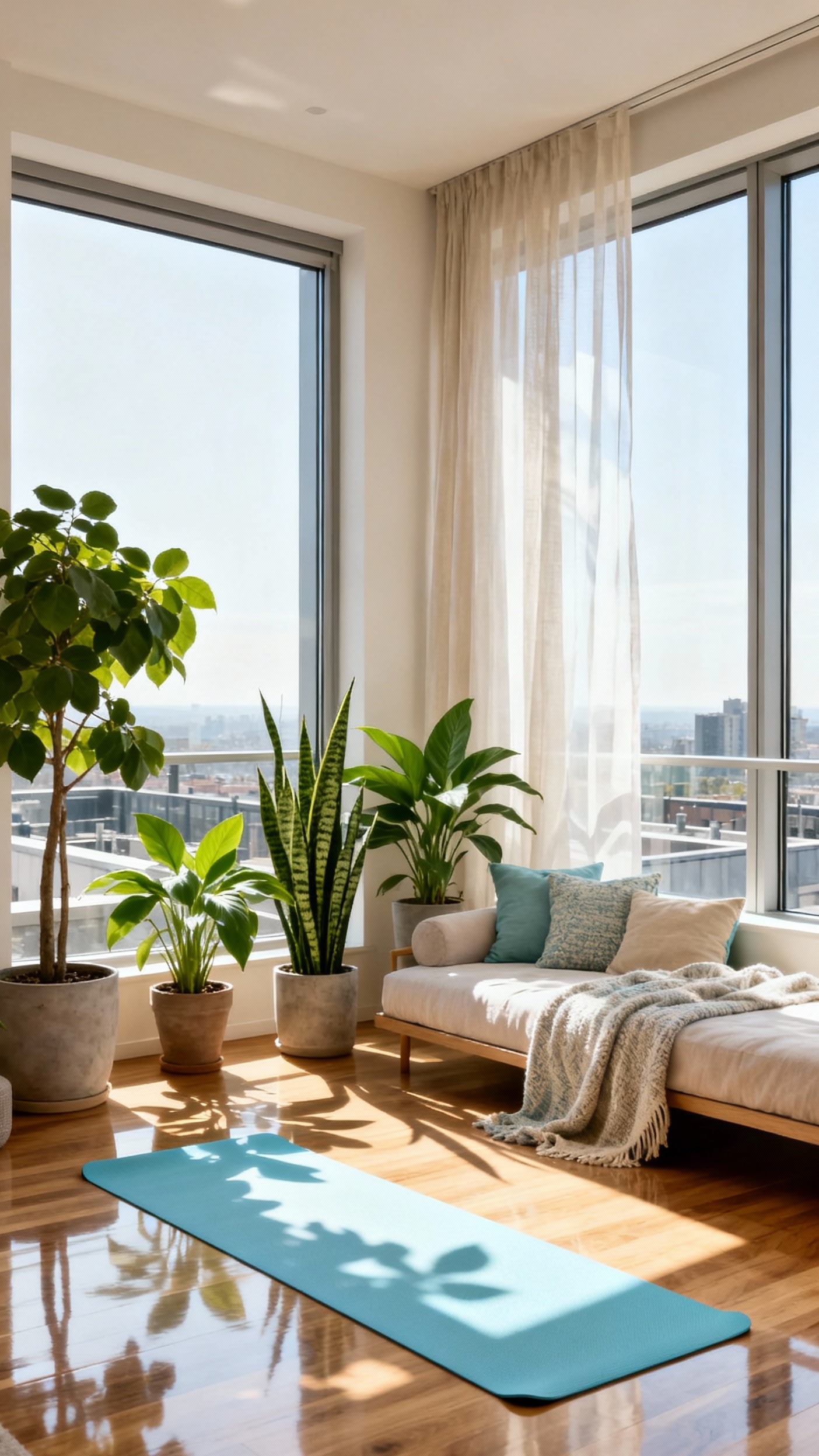 luxury penthouse bedroom - Sheer Curtains: Soft Light in Bedroom - These sheer curtains diffuse the light, turning the...