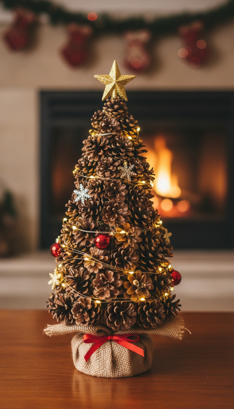 pine cone christmas decorations - Pine Cone Christmas Tree Designs - This tiny pine cone tree just screams holiday...