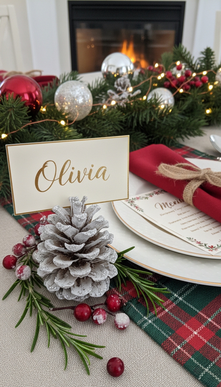 pine cone christmas decorations - Painted Pine Cones: Tabletop Design - These pine cone place card holders bring a...