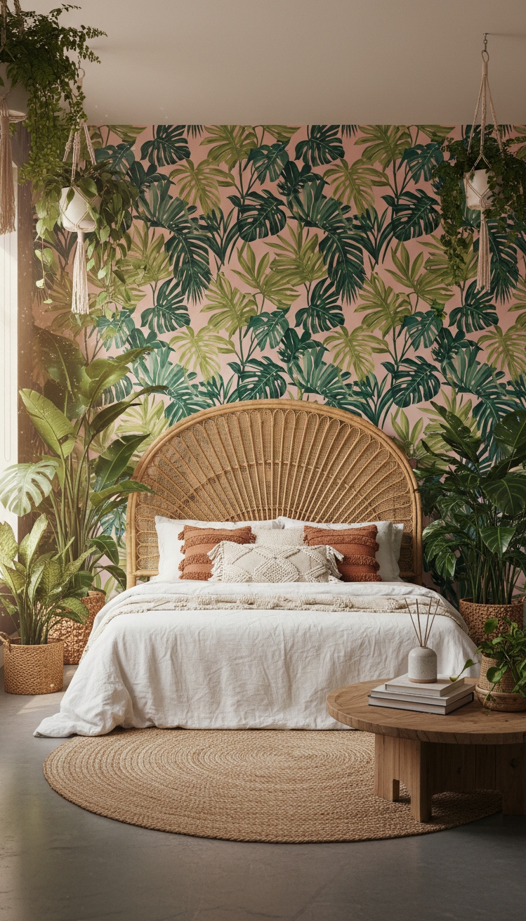 pink wallpaper for bedroom - Pink Leaf Wallpapers Bring Playful Vibe - These tropical leaf wallpapers bring a playful vibe....
