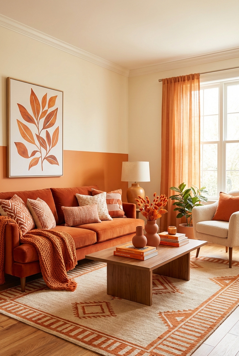 21 Ways to Design Orange Bedrooms - Orange Bedroom Walls Create Warm Glow - The orange walls create a warm glow, don't...