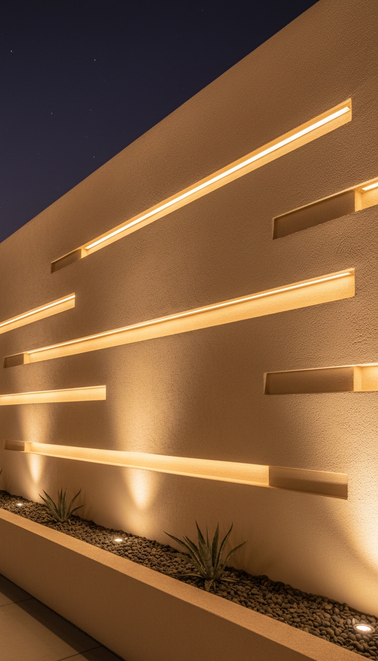 Stucco texture wall ideas - Stucco Walls: Texture Meets Light - These stucco walls have a cool, almost lunar...